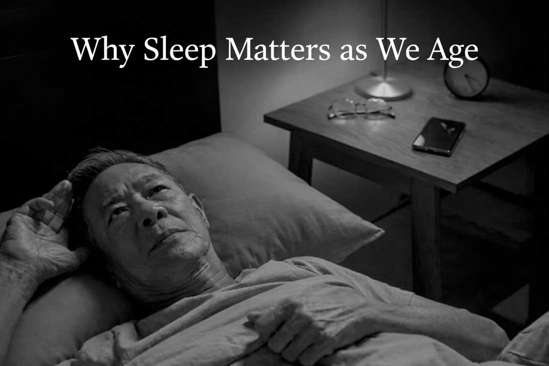 “Older adult lying awake in bed 